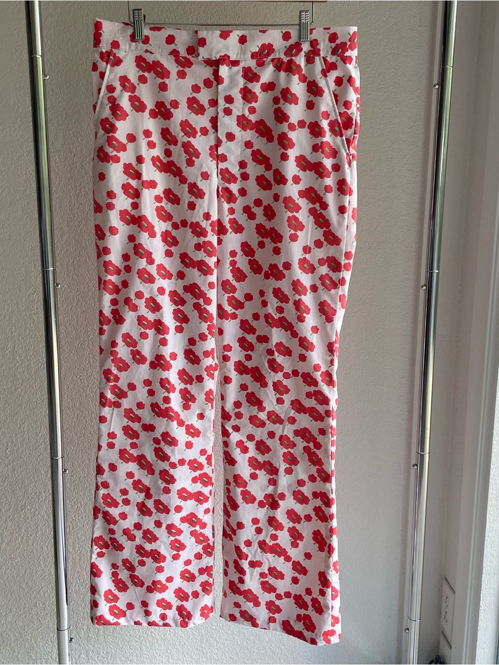 Men's all over print poppy flower flare 70s  cotton poly blend